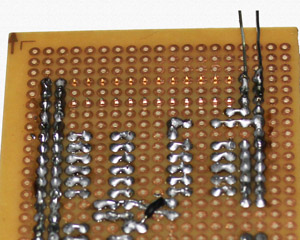 Solder power lines to LCD