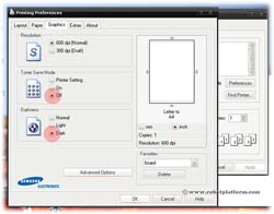 Printer setup for Etching